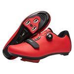 Mens Cycling Shoes Womens, Mountain Road Bikes Shoes Compatible with Shimano SPD & Look Delta, Compatible with Peloton Bike Shoes RED Size UK 11