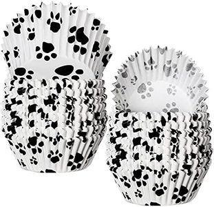 200 Pcs Paw Bone Cupcake Liners Dog Cupcake Wrappers Paw Pattern Cup Cake Holder Puppy Dog Theme Cupcake Wrappers for Baby Shower Birthday Party Supplies(Black)