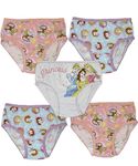 Disney 5 Pack Princess Girls 100% Cotton Briefs - Belle, Cinderella & Aurora 2-3y Pink