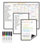 Magnetic Dry Erase Chore Chart Set for Fridge-Used for Multiple Kids-One Chore Chart and Two Bonus Dry Erase Weekly Menu Board/Grocery Boards-Behavior Chart for Multiple Kids-6 Markers Included!