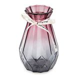 OFFIDIX Glass Vase Gradient Multicolor Vase Geometric Faceted Colorful Glass Vase for Home, Office or Wedding (Purple Gray)