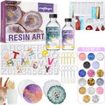 Craftinger Diy Resin Art Kit With 200 Gm Resin And Coaster Alphabet Keychain Making Kit With Pigment Glitter Mica And More, Multicolor