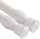 QILERR 2 Pack Spring Tension Curtain Rod Adjustable Extendable 70-120cm/28-48 In, Thin Spring Loaded Tension Rod for Curtain, Kitchen, Bathroom, Cupboard, Wardrobe, Window, Bookshelf, White