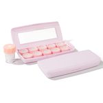 1 Pcs Contact Lens Travel Case with Cleaner Portable Contact Box with Mirror Tweezers (Pink)