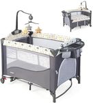 Maxmass Baby 5-in-1 Travel Cot, Infant Bedside Sleeper with Detachable Changing Table, Music Box and Hanging Toys, Adjustable Nursery Center for Newborn Toddlers (Bear)