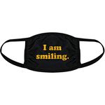 Crazy Dog T-Shirts I Am Smiling Face Mask Funny Happy Face Novelty Graphic Nose And Mouth Covering Funny Masks for Adults Motivational Novelty Masks for Adults Black 6 Pack