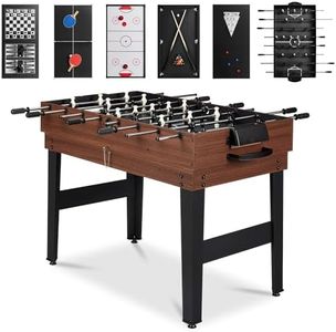 Best Choice Products 10-in-1 Multi Game Table, Combo Game Table for Kids and Adults w/Hockey, Foosball Table, Pool Table, Ping Pong Table, Chess, Checkers, 2x4ft - Black/Walnut