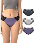 Neione Period Underwear Menstrual Postpartum Panties Women's Briefs Lace Hipsters Plus Size 3 Pack Emotion XXL