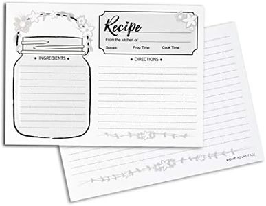 Home Advantage 5x7 Vintage Recipe Cards Mason Jar (50, White)