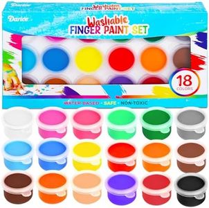Darice Washable Finger Paint for Kids - Non-Toxic Kids Paint with 18 Vibrant Colors 1 oz Each - Water-Based Mess Free Crafts Art Supplies For Toddlers Kids