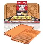 Gotham Steel Double Grill Pan – Reversible Grill & Griddle Pan, Nonstick Ceramic Grill Pan, Reversible Double Sided Griddle Pan, Drains Grease, Ideal for Stovetops & BBQs, Dishwasher Safe, XL, Copper, 24"