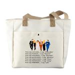 JYTAPP Friend Gift TV Show Gift Chandler Rachel Phoebe Monica Ross & Joey Makeup Zipper Bag TV Show Merchandise Gift For Fans (Beige Tote Bag)