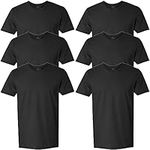 Fruit of the Loom Men's Eversoft Cotton Stay Tucked Crew T-Shirt, Regular - 6 Pack - Black, Small