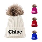 Lanleay Custom Embroidered Name Winter Toddler Beanies for Boys Girls - Personalized Baby Beanies hat for Babies Kids Adults Teens Pompom White Knit Hat