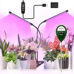 Grow Light Plant Light for Indoor Plants, 2-Head 20W 42 LEDs Red&Blue&Full Spectrum Plant lamp, 360°Adjustable Gooseneck Auto ON/Off 3/9/12 H Timer 3 Switch Modes, 9 Dimmable Levels