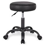 Finch Fox Round Faux Leather Upholstery Height-Adjustable Swivel Standard Multipurpose Medical Drafting Stool in Fully Black Color