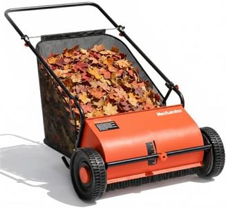 26" Push Lawn Sweeper, 7 Cu.Ft. Grass Catcher with Adjustable Brushes, Manual Yard Sweeper for Leaves, Grass Clippings & Debris