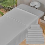 Xolloz Massage Sheets 4 Set Bundle - 120GSM Double Brushed Premium Microfiber Massage Sheets Sets - Fits All Standard Massage Tables - Stain, Oil & Wrinkle-Resistant - Cost Effective (Light Gray)