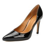 fereshte Women's Men's Slip On Stilettos High Heels Dress Pumps Shoes, Patent Black, 14 Women/12.5 Men