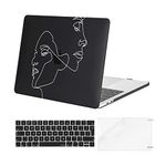 MOSISO Compatible with MacBook Pro 13 inch Case M2 M1 2024 2023 2022-2016 A2338 A2251 A2289 A2159 A1989 A1706 A1708, Plastic Face Sketch Hard Shell & Keyboard Cover Skin & Screen Protector, Black