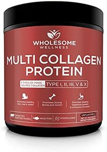 Multi Collagen Protein Powder Hydrolyzed (Type I II III V X) Grass-Fed All-in-One Super Bone Broth + Collagen Peptides - Premium Blend of Grass-Fed Beef, Chicken, Wild Fish, Eggshell Collagen