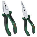 Bosch Pliers Set 2-Piece (2X Ideal-Quality, Precise, Long-Lasting Combination Pliers and Long-Nose Pliers for Robust Multitasking; Ergonomic; Matt Chrome-Nickel-Plated)