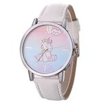 Souarts Teen Students Artificial Leather Strap Dial Quartz Wrist Watch Cute Cartoon Colorful Horse Print (White 2)