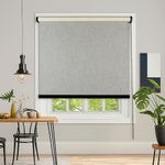Colornest 100% Blackout Premium Roller Blinds for Windows 52 Inch W X 84 Inch L| Textured Linen Fabric | Thermal Insulated Roll-Up Shades | UV Sun Protection for Home & Office | Heavy Duty | Grey