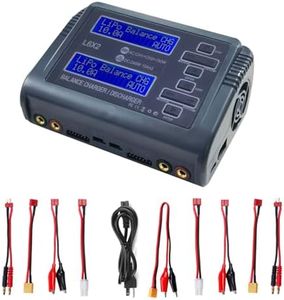 VOANZO Lipo Battery Balance Charger RC Charger AC/DC Input Two Charging Ports Adjustable Charging Power Compatible with 1-6S LiPo Batteries for 1/10 RC Car Drone