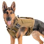 Tactical Dog Harness for Medium and Large Dogs No Pull Adjustable Dog Vest for Training Hunting Walking Military Dog Harness with Handle Service Dog Vest with Molle Panels Khaki,M,Vest only