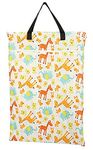 Large Hanging Wet/Dry Cloth Diaper Pail Bag for Reusable Diapers or Laundry (Giraffes)