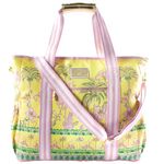 Lilly Pulitzer Yellow Picnic and Beach Cooler, Insulated Cooler Bag with Adjustable Shoulder Strap and Zippered Top, Large Soft Cooler for Groceries or Travel, Tropical Oasis