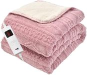 GlamHaus Heated Throw Blanket - Electric 85W For Over Bed Or Sofa - Luxurious & Soft - Cosy Pink - 9 Temp Settings & 9-Hour Timer - Machine Washable - XL 160 x 130cm (Pink)