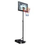 Hy-Pro Adjustable Basketball Stand - 1.6m - 2.6m, LED Lights, With Wheels, Portable, Backboard, Basketball Hoop, For Adults & Kids, Great Gift Idea