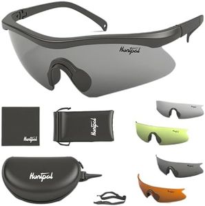 HUNTPAL Hunting Shooting Safety Glasses Set with 4 Interchangeable Lens, Universal Adjustable Half Frame Rubber Nose Piece Goggles Eye Protection Scratch Impact Resistant Sunglasses for Outdoor Sports