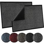 TrendMakers Door Mat Indoor & Outdoor Non-Slip Rubber Backed door mats indoor Super Absorbent Washable Dirt Trapper doormats - Durable & wrinkle-free Barrier Rug (Grey/Black - 80cm x 120cm)