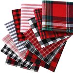 Tatuo 12 Pieces Christmas Fat Fabric Bundles Buffalo Plaid Fat Quarters Cotton Fabric Square Bundles 19.5 x 15.7 Inch Charm Yarn-Dyed Checked Quilting Fabric for DIY Crafting Sewing(Simple Style)