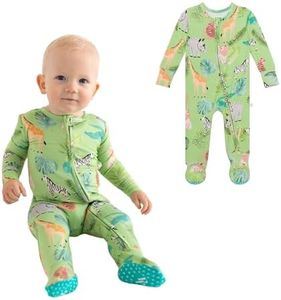 Posh Peanut Baby Rompers Pajamas - Newborn Sleepers Boy Clothes - Kids One Piece PJ - Soft Viscose from Bamboo (Safari Animals Footie Zippered, Newborn)