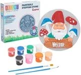 Bright Creations 11-Piece 10-Inch Paint-Your-Own Garden Gnome Stepping Stone Kit with 1 Garden Gnome Stone, 8 Paint Pots with 10ml Acrylic Paint Each, and 2 Paint Brushes for Yard Walkway Decorations