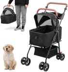 Advwin Pet Stroller 3in1 Dog Cat Pram Foldable Carrier Waterproof Puppy Stroller with Adjustable Handle & Removable Travel Carrier