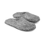 Non slip grey felted mules slippers for men handmade from alpaca and sheep wool