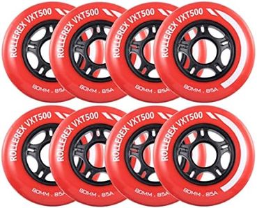 Rollerex VXT500 Inline Skate Wheels (8-Pack) (Various Size & Color Options Available) -Indoor Outdoor- Intended for Roller Blade Wheel Replacement (Rocket Red, 76mm)