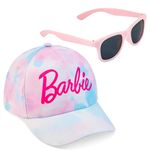 Barbie Girls Sunglasses and Baseball Cap Set, Lightweight Sun Hat UV400 Sunglasses