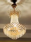 SHRI MAHAL ANTIQUES Crystal Chandelier for Living Room Bedroom Office Jhoomar Glass Crystal Big Size Jhumar Modern Ceiling Light (Size: 30 x 30 x 45 CM)