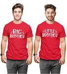 Hangout Hub Men's Round Neck T-shirt Big Brother Little Brother (Red;Big Bro- XL (42), Lit Bro- M (38) ;) Pack of 2 Sibling Family T shirts