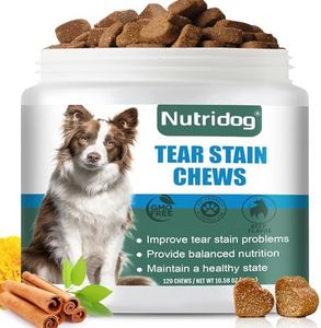 Nutridog Tear Stain Chews for Dogs - Dog Tear Stain Remover & Supplement with Antioxidant Blend, Vitamin C, Lutein - 120ct Beef Flavor Soft Chews for Eye Health & White Fur Care (ND-038)