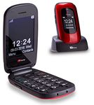 TTfone Lunar TT750 Big Button Simple Easy Clamshell Unlocked Flip Mobile Phone - Red