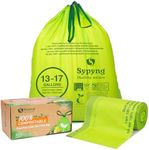 Sypyng Compostable Trash Bags 13-17 Gallon Compost Bags with Drawstring - 100% Biodegradable & Recyclable, Heavy Duty Garbage Bags 50 Counts, ASTM D6400, US BPI & OK Compost Home Certified EN13432"