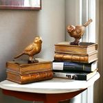 Blissful Accents: Vintage Polyresin Decorative Bird Bookends for Literature Lovers by Blisscor - Set of 2