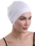 Deresina Headwear Sleep Cap for Chemo, Hair Loss (White)